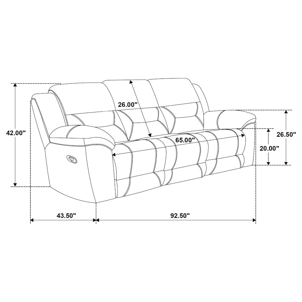 Gilson Chenille Upholstered Reclining Sofa Grey