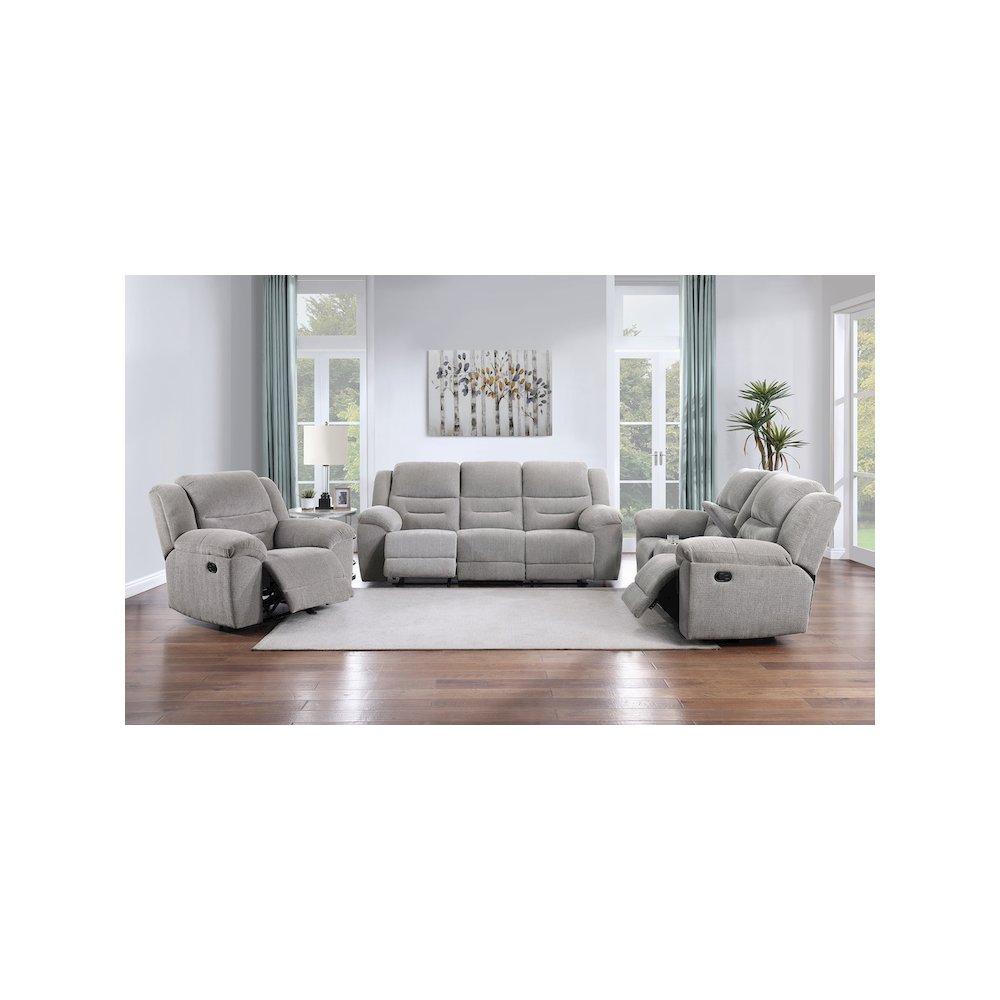 Gilson Chenille Upholstered Reclining Glider Recliner Grey