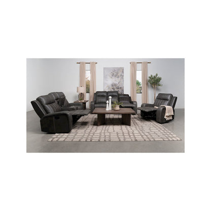 Raelynn Upholstered Track Arm Motion Sofa Grey
