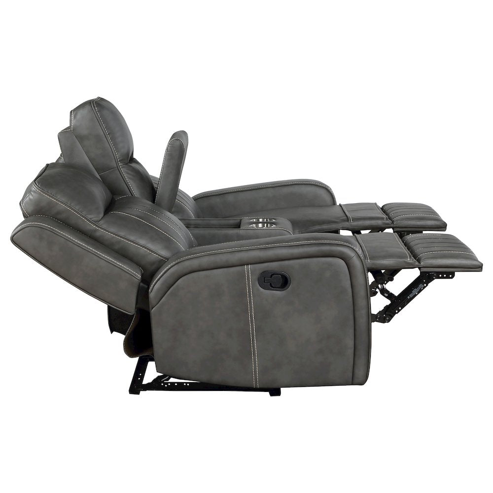 Raelynn 2-piece Upholstered Reclining Sofa Set Grey