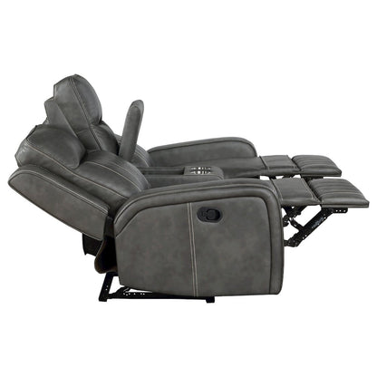 Raelynn 2-piece Upholstered Reclining Sofa Set Grey