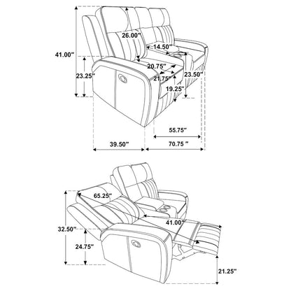 Raelynn 2-piece Upholstered Reclining Sofa Set Grey