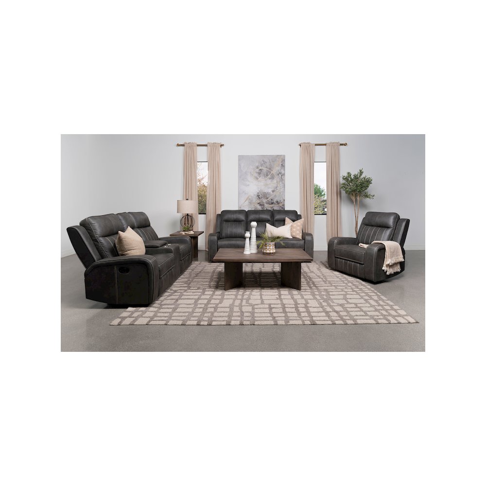 Raelynn Upholstered Track Arm Recliner Grey