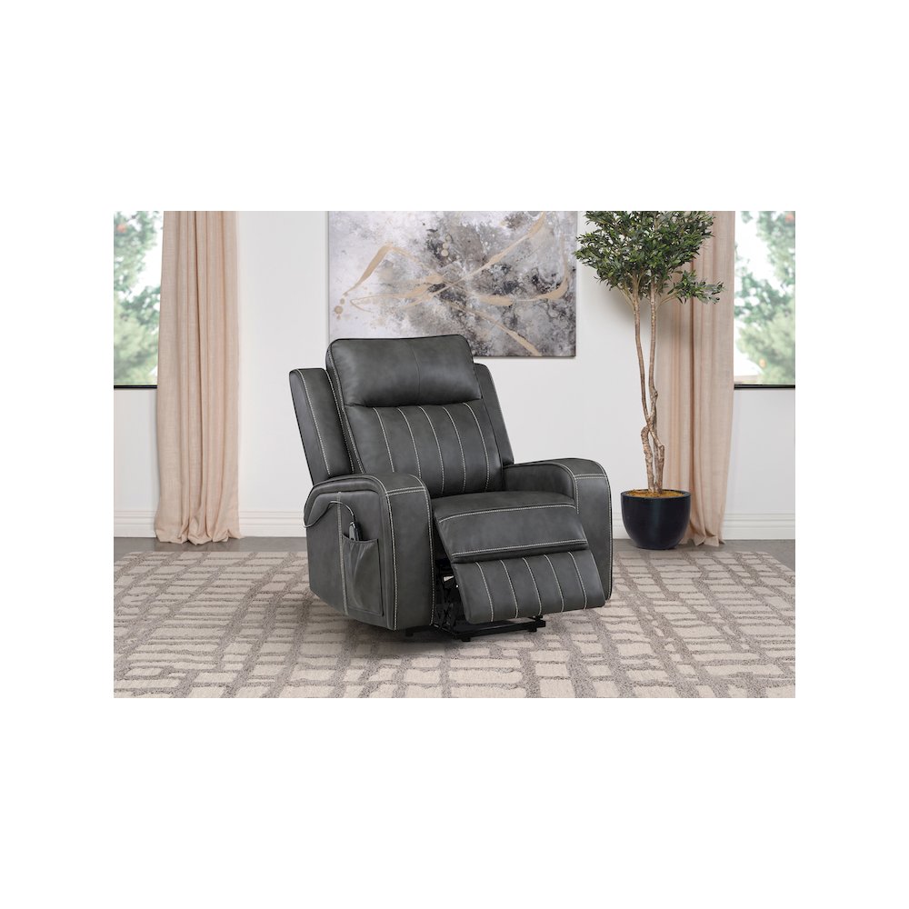 Raelynn Upholstered Power Lift Recliner Chair Grey