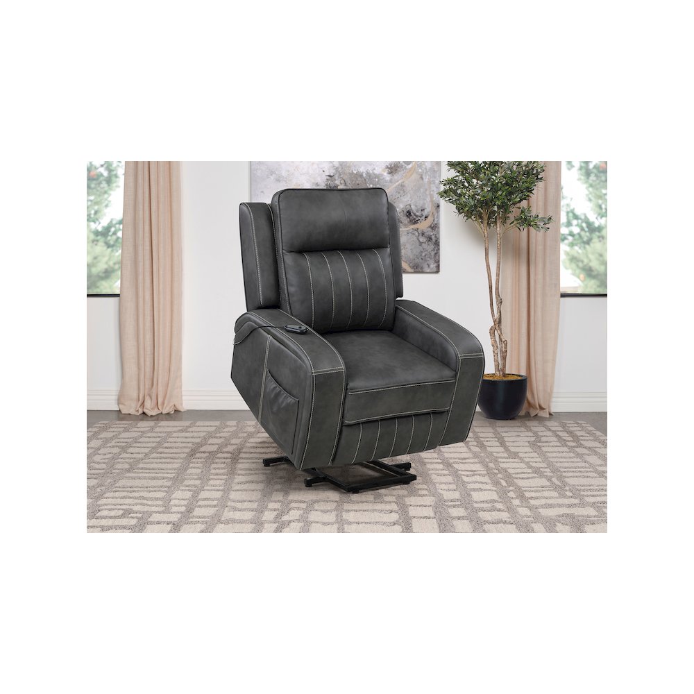 Raelynn Upholstered Power Lift Recliner Chair Grey
