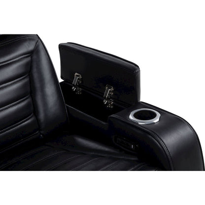 Zuma Faux Leather Dual Power Reclining LED Loveseat Black