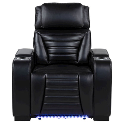 Zuma Faux Leather Upholstered Dual Power LED Recliner Black
