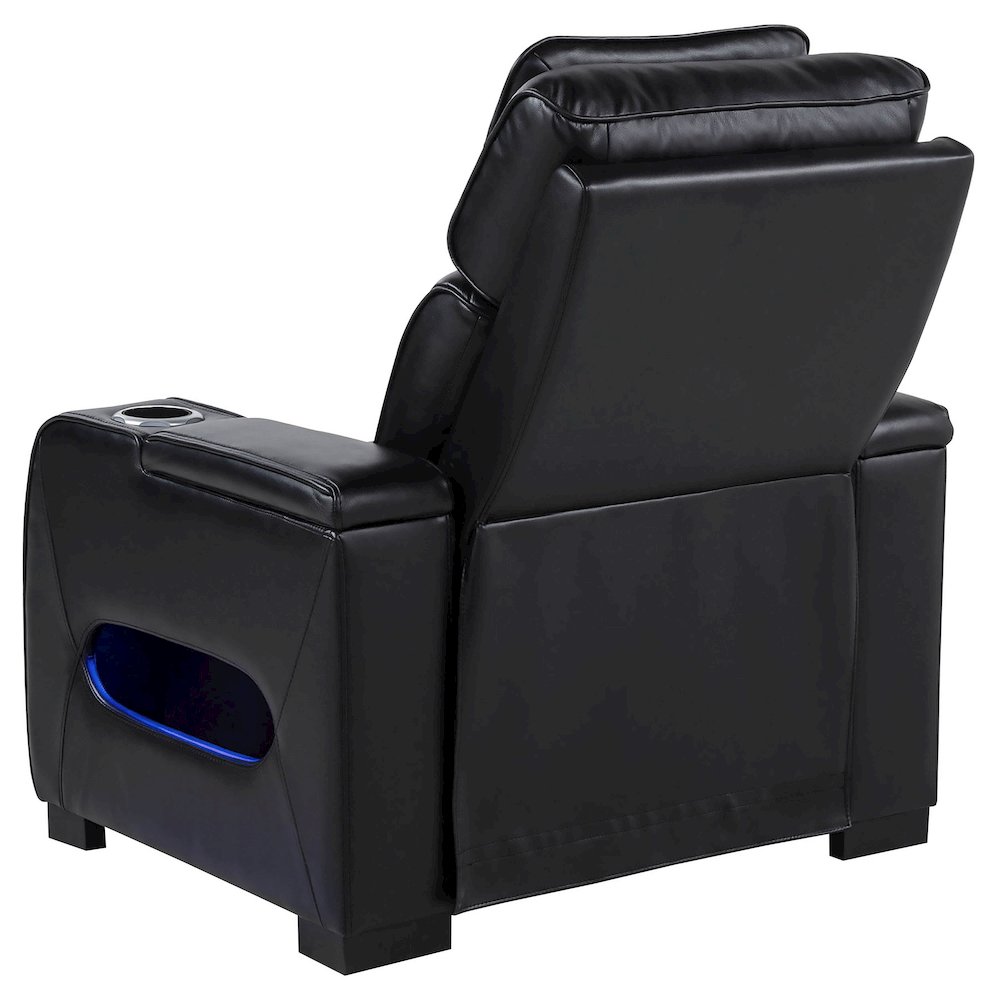 Zuma Faux Leather Upholstered Dual Power LED Recliner Black