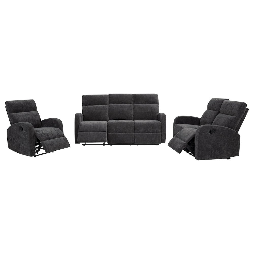 Hamilton Chenille Upholstered Manual Reclining Loveseat Charcoal Grey