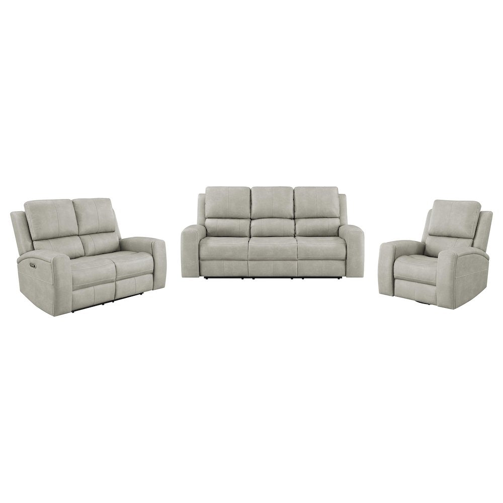 Brickston 3-piece Triple Power Reclining Sofa Set Grey