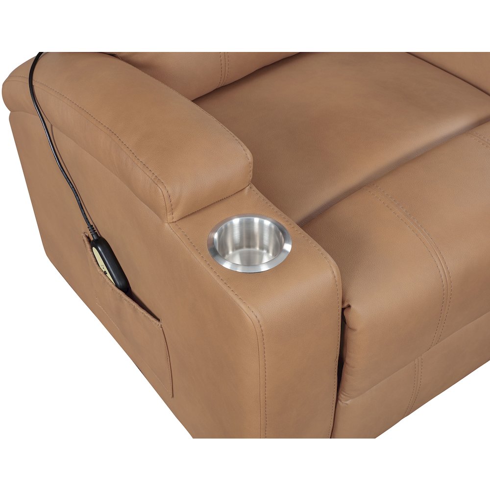Armstrong Upholstered Power Lift Massage Recliner Camel