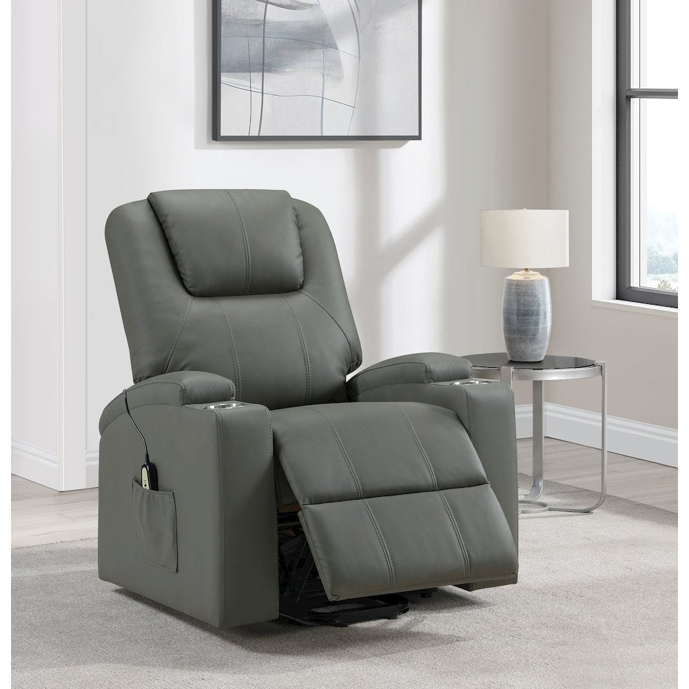Armstrong Upholstered Power Lift Massage Recliner Grey