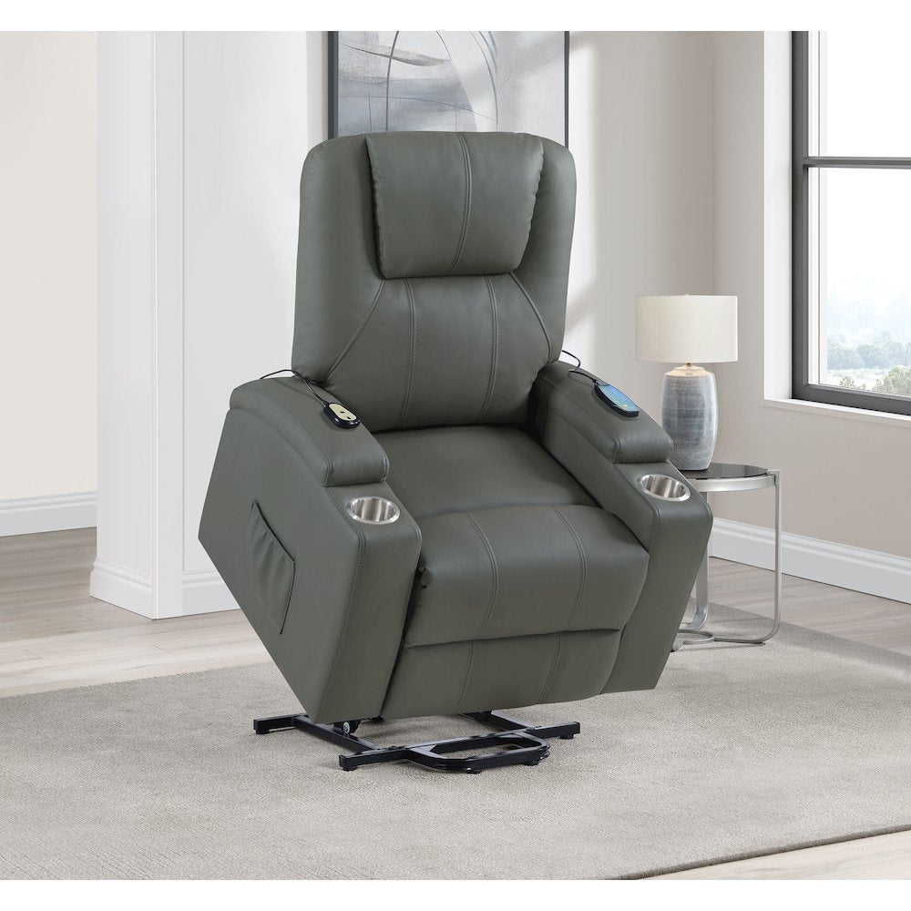 Armstrong Upholstered Power Lift Massage Recliner Grey