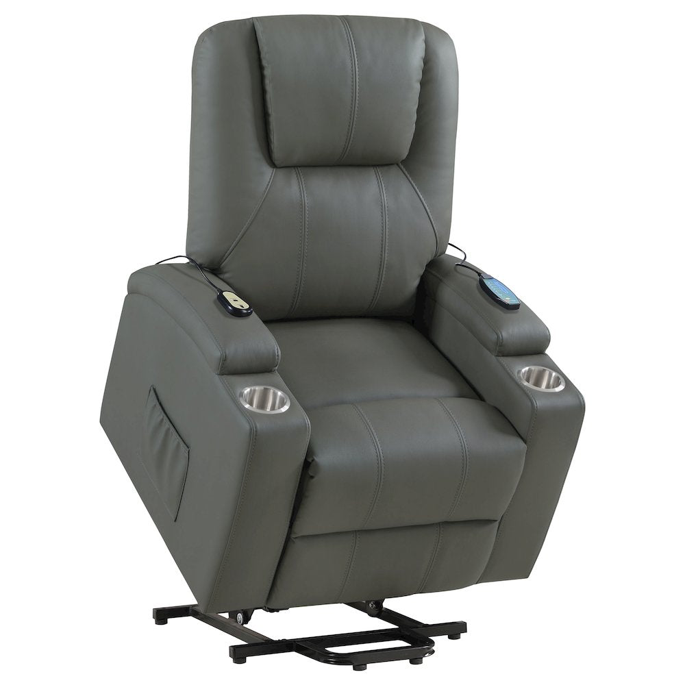 Armstrong Upholstered Power Lift Massage Recliner Grey