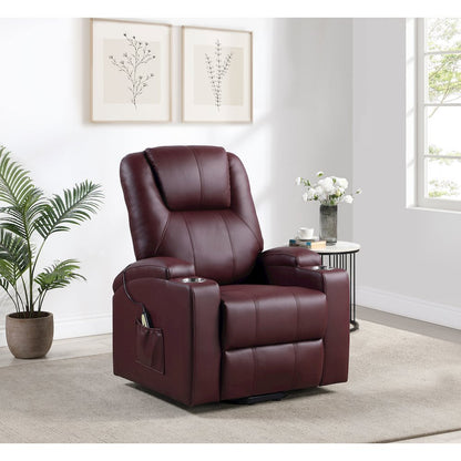 Armstrong Upholstered Power Lift Massage Recliner Wine Red