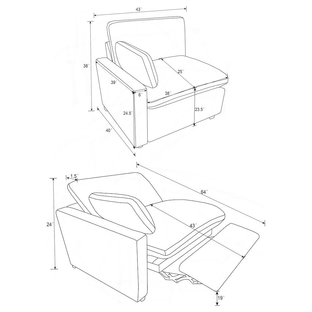 Collins Modular LAF Power Recliner Grey