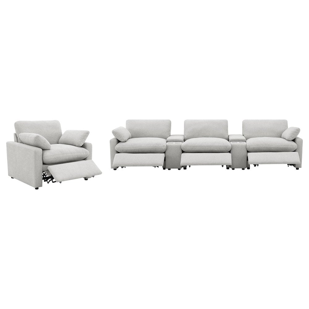 Collins 5-piece Power Reclining Home Theater Seating Grey