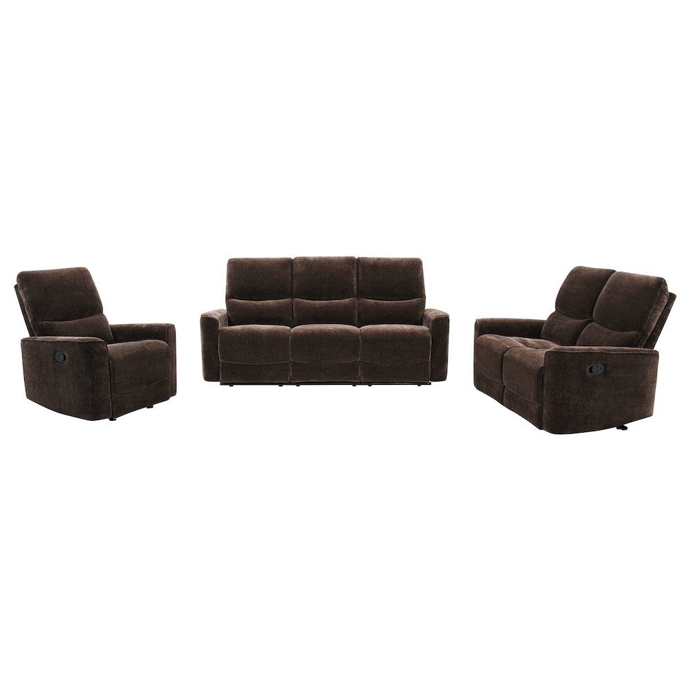 Navarro 3-piece Upholstered Reclining Sofa Set Dark Brown