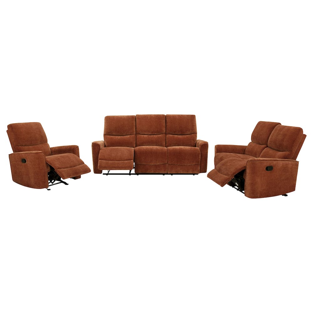 Navarro 3-piece Upholstered Reclining Sofa Set Orange