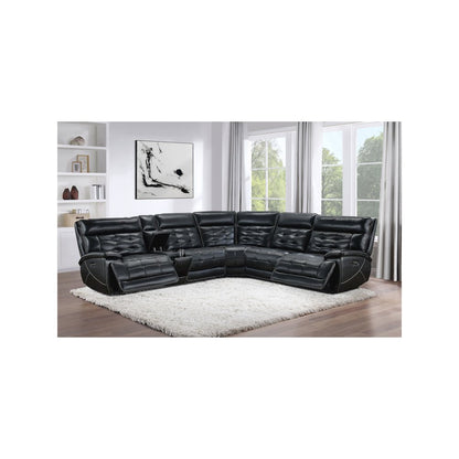 Hewitt Leather Upholstered Power Reclining Sectional Black