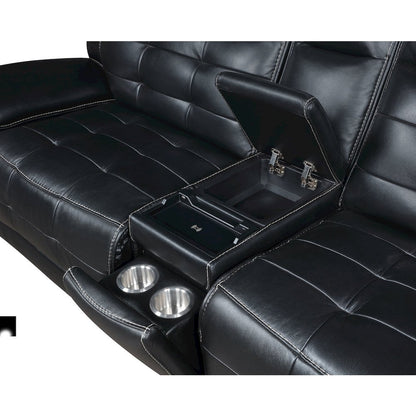 Hewitt Leather Upholstered Power Reclining Sectional Black