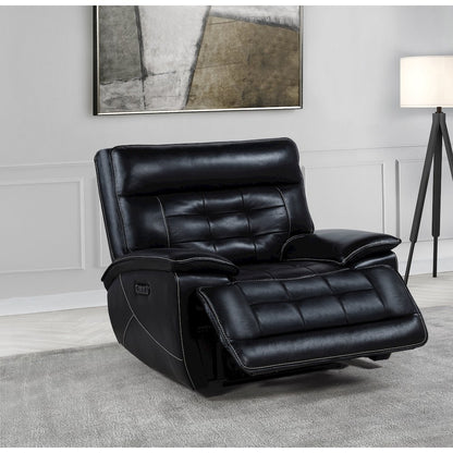 Hewitt Leather Upholstered Dual Power Recliner Chair Black