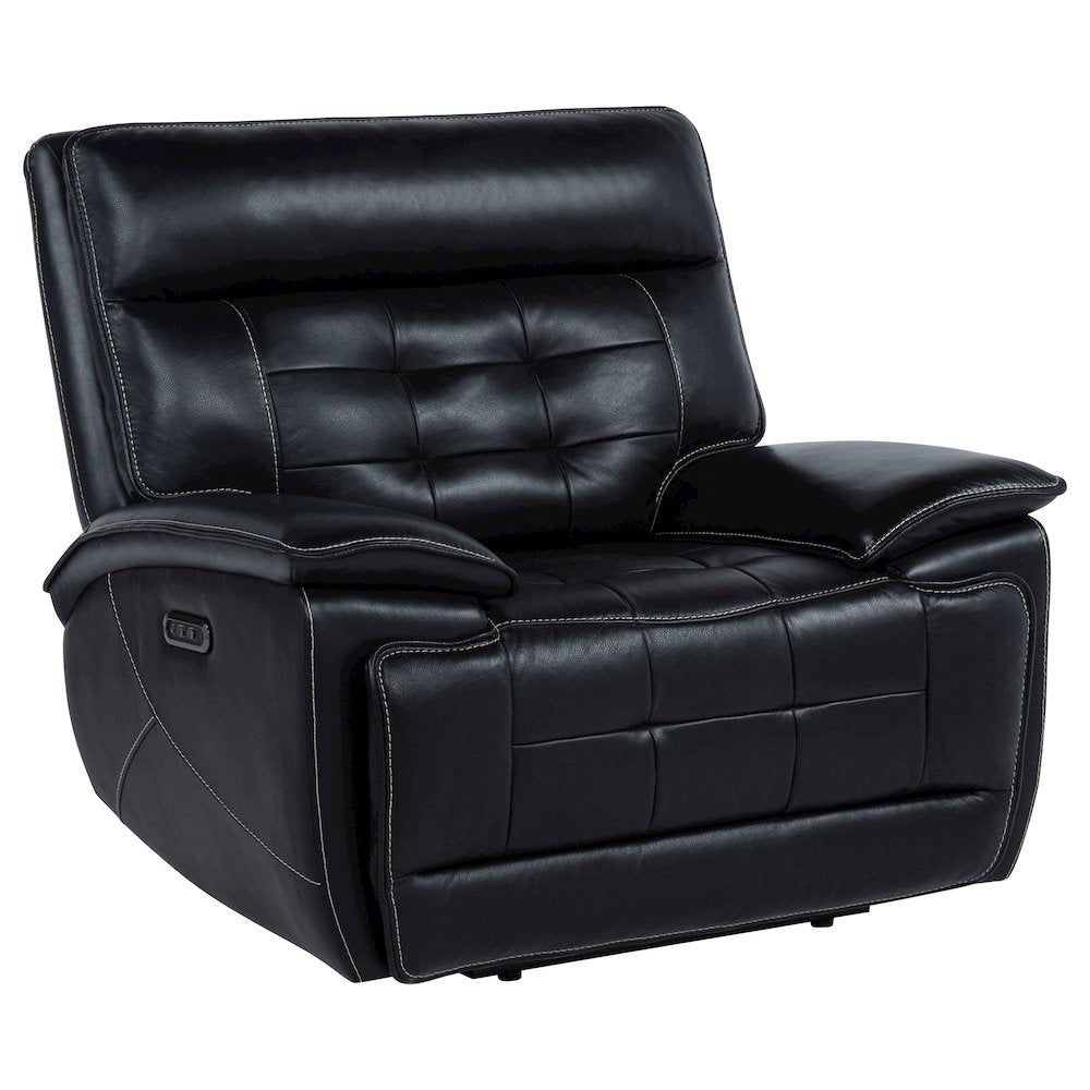 Hewitt Leather Upholstered Dual Power Recliner Chair Black
