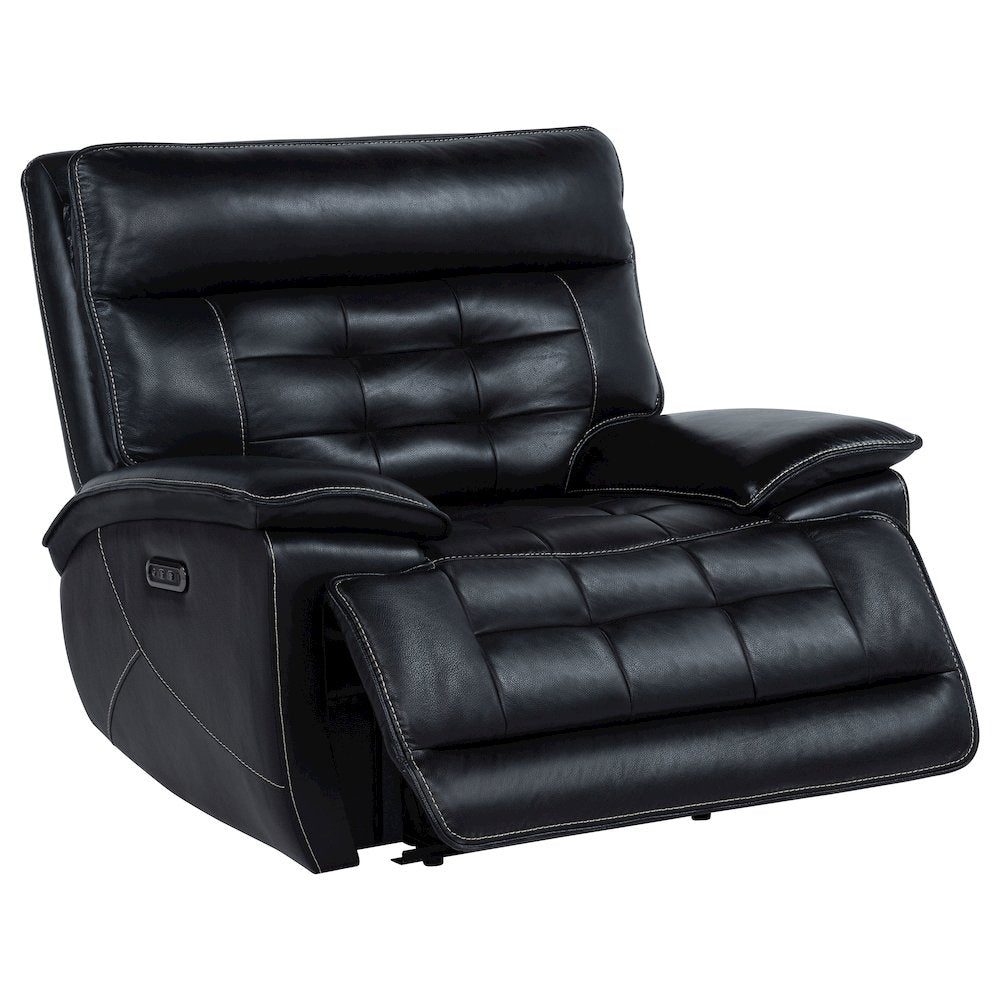 Hewitt Leather Upholstered Dual Power Recliner Chair Black