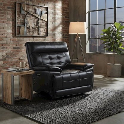 Leather-Upholstered Dual Power Lift Recliner Chair for Living Room, Black