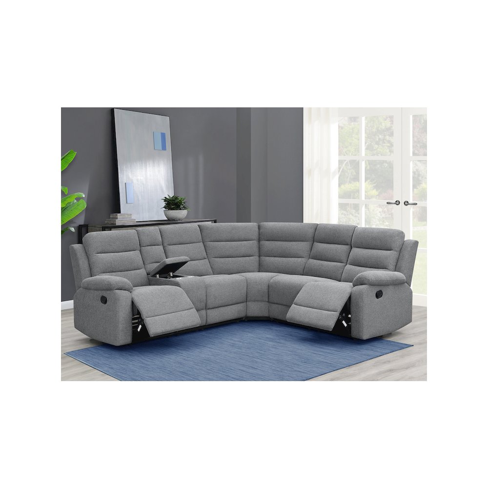 David Upholstered Reclining Sectional Sofa Smoke