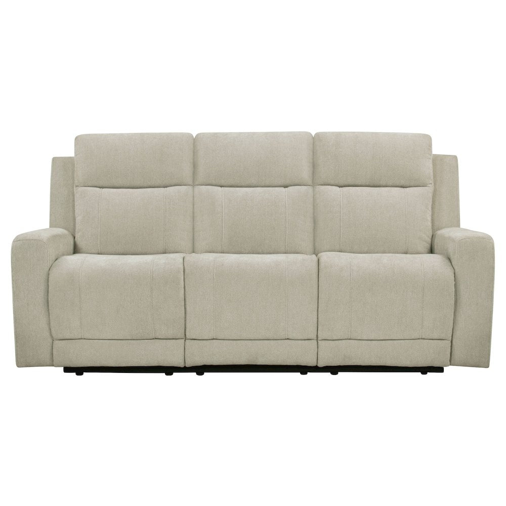 Kennett Chenille Upholstered Power Reclining Sofa Ivory
