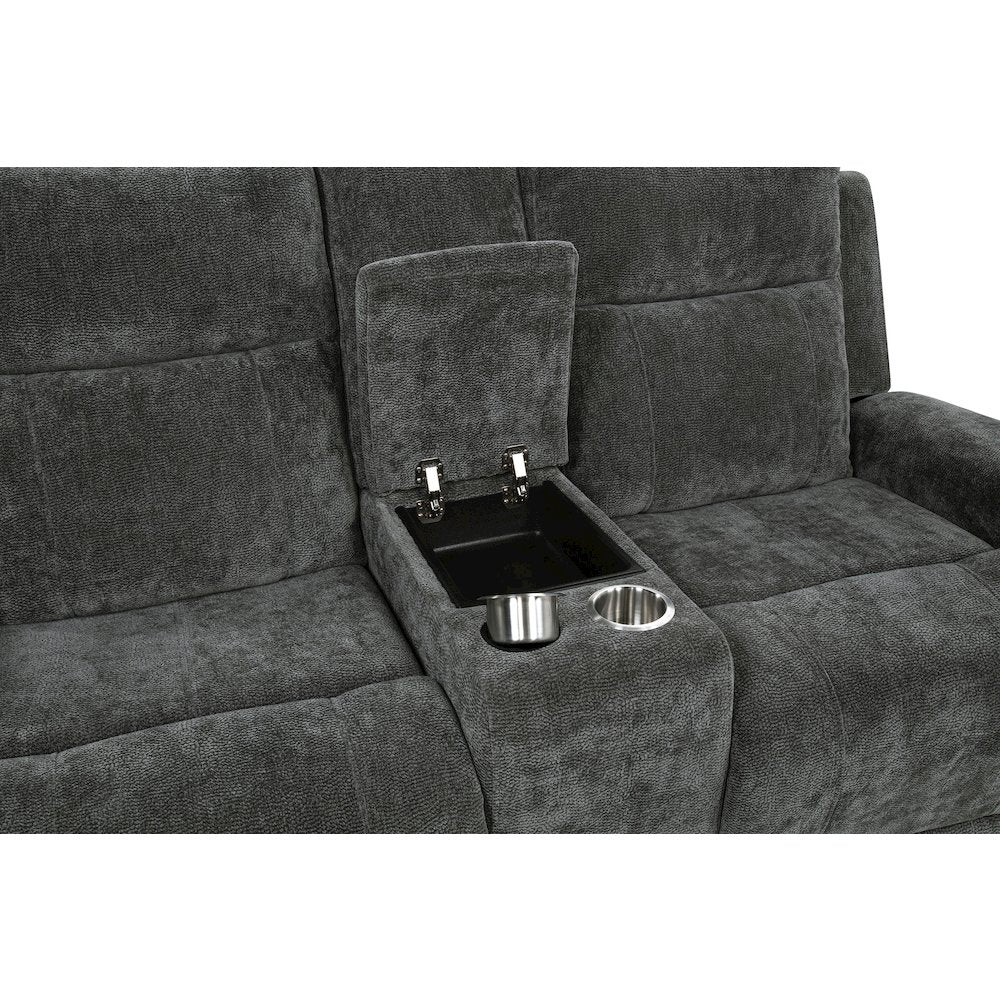 Kennett 2-piece Chenille Power Reclining Sofa Set Dark Grey