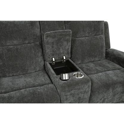 Kennett 2-piece Chenille Power Reclining Sofa Set Dark Grey