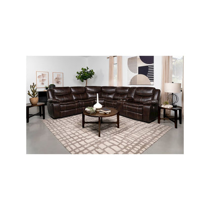 Sycamore Upholstered Power Reclining Sectional Sofa Brown