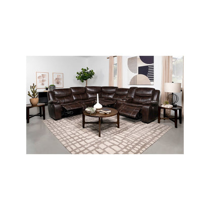 Sycamore Upholstered Power Reclining Sectional Sofa Brown