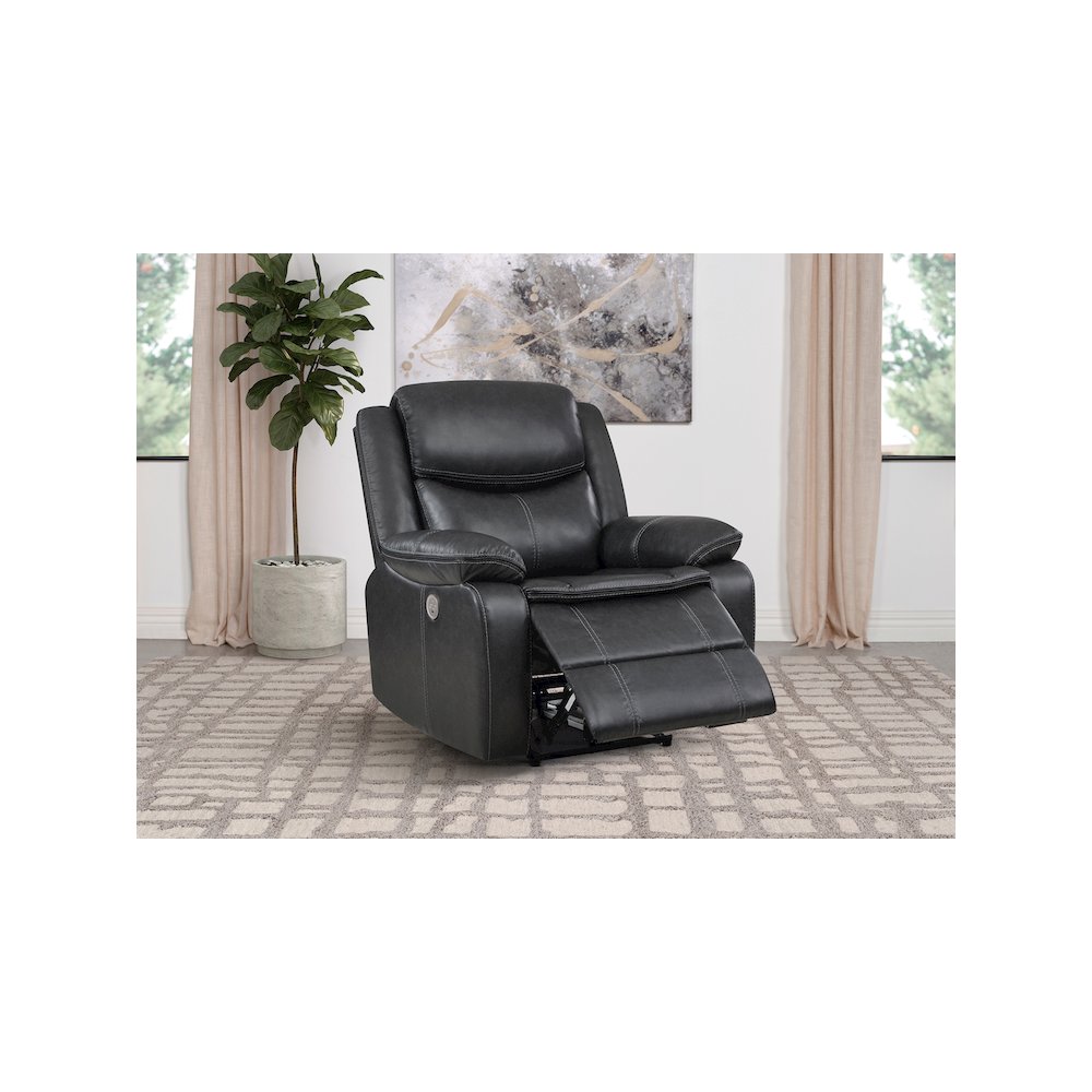 Sycamore Upholstered Power Recliner Chair Dark Grey