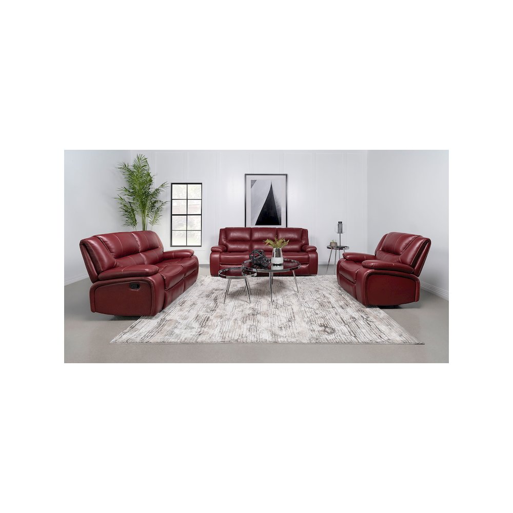 Camila Upholstered Motion Reclining Sofa Red