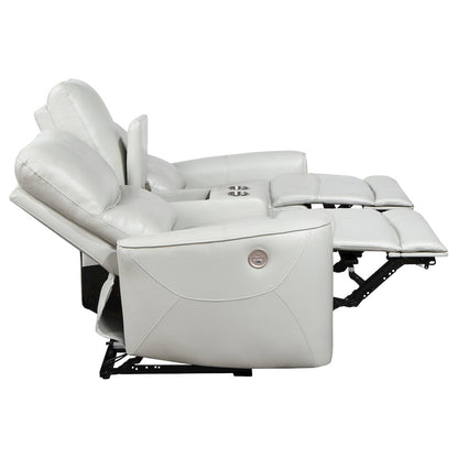 Greenfield Upholstered Power Reclining Loveseat Dove Grey