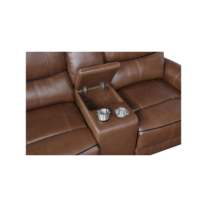 Greenfield Upholstered Power Reclining Loveseat Saddle Brown
