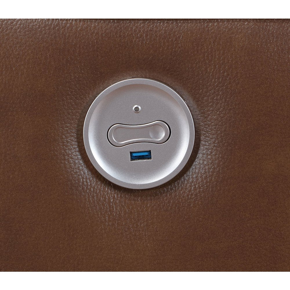 Greenfield Upholstered Power Reclining Loveseat Saddle Brown