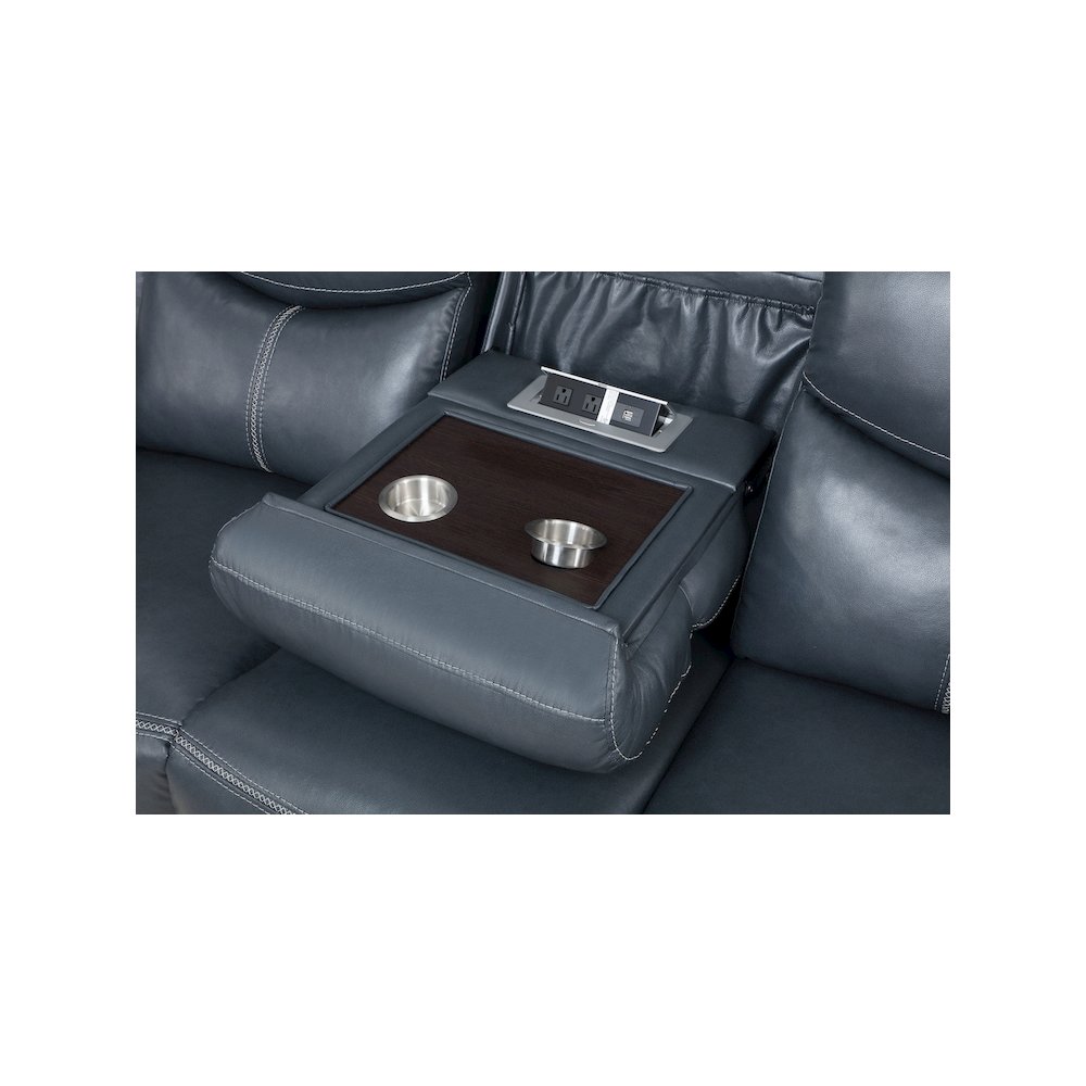 Sloane Upholstered Padded Arm Reclining Sofa Blue