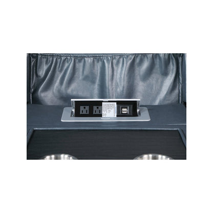 Sloane Upholstered Padded Arm Reclining Sofa Blue