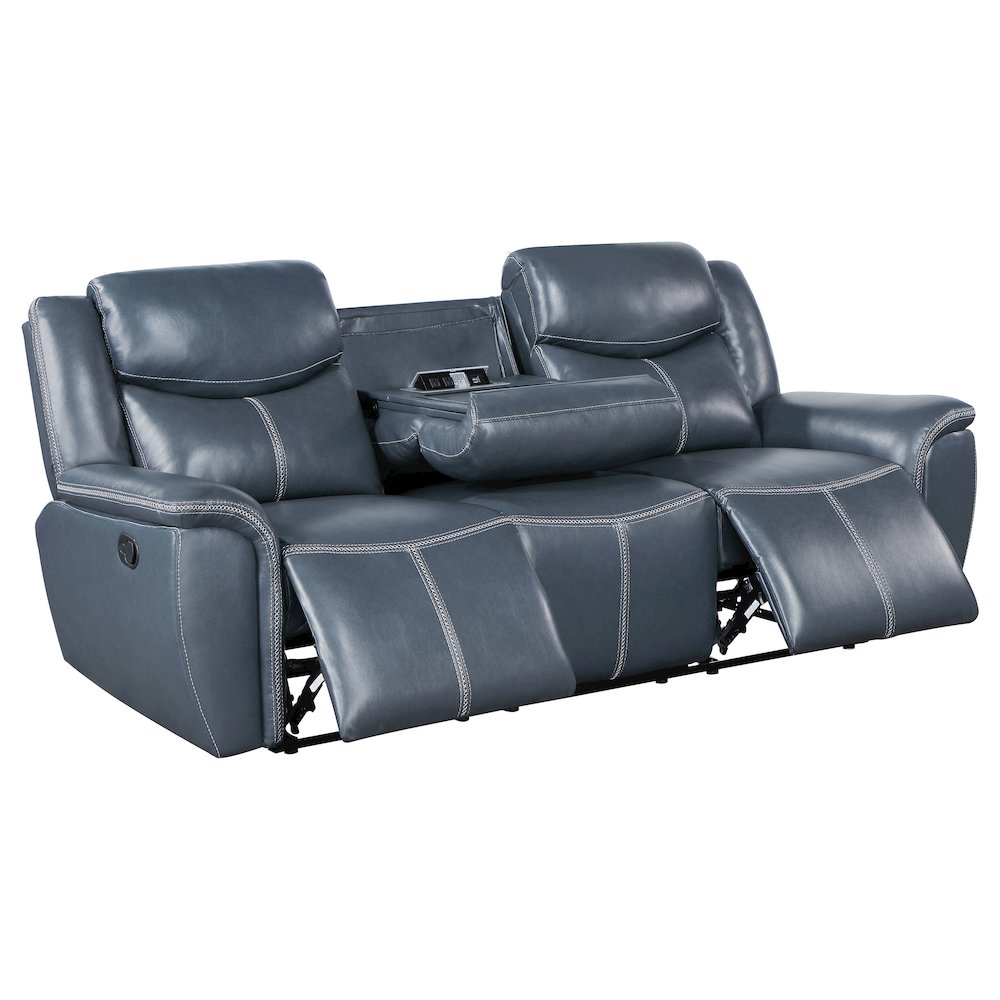 Sloane 2-piece Upholstered Reclining Sofa Set Blue