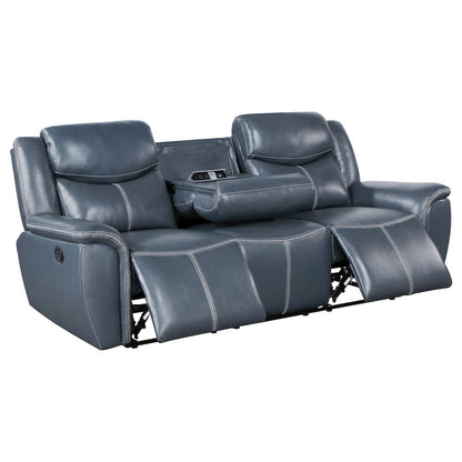 Sloane 2-piece Upholstered Reclining Sofa Set Blue