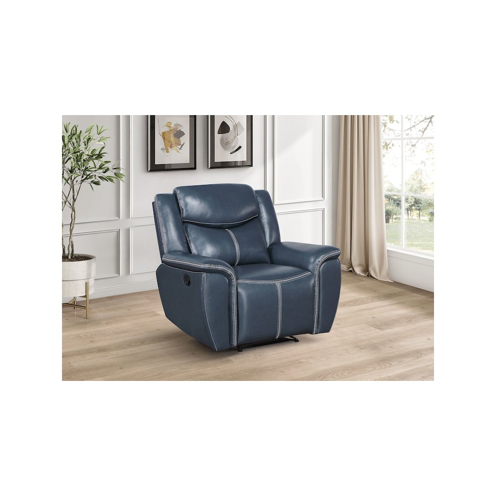 Sloane Upholstered Padded Arm Recliner Chair Blue