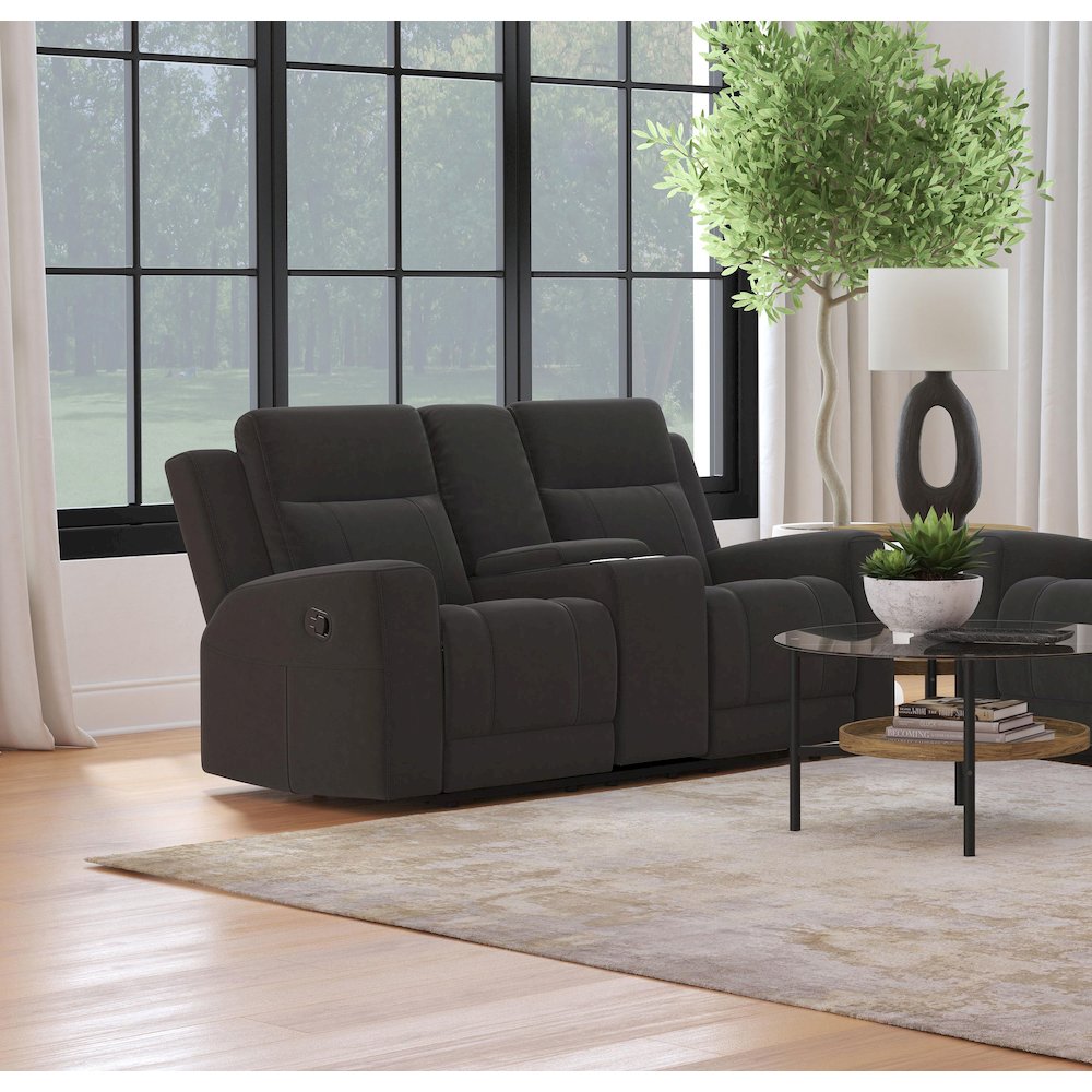 Brentwood Upholstered Reclining Loveseat Dark Charcoal