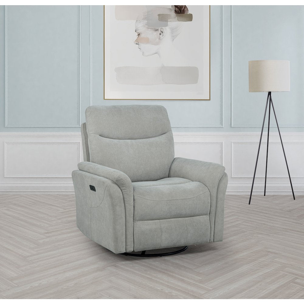 Adler Upholstered Power Swivel Glider Recliner Ivory