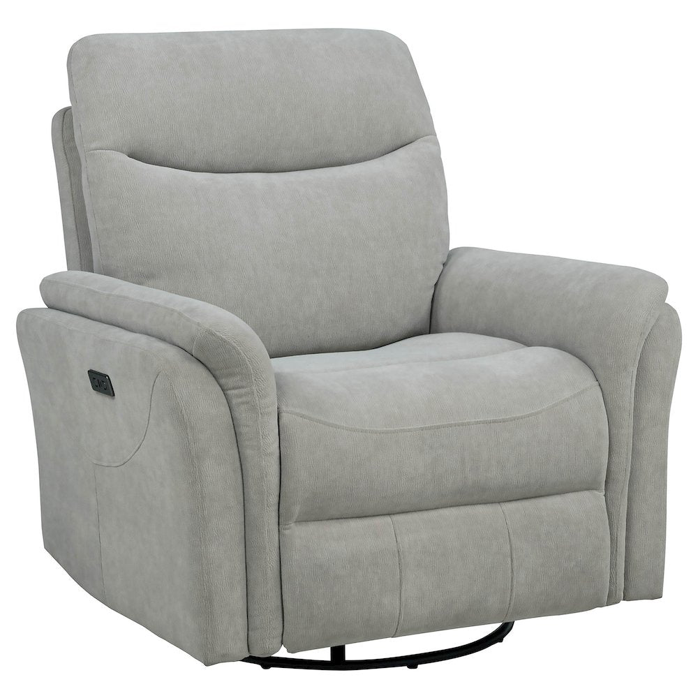 Adler Upholstered Power Swivel Glider Recliner Ivory
