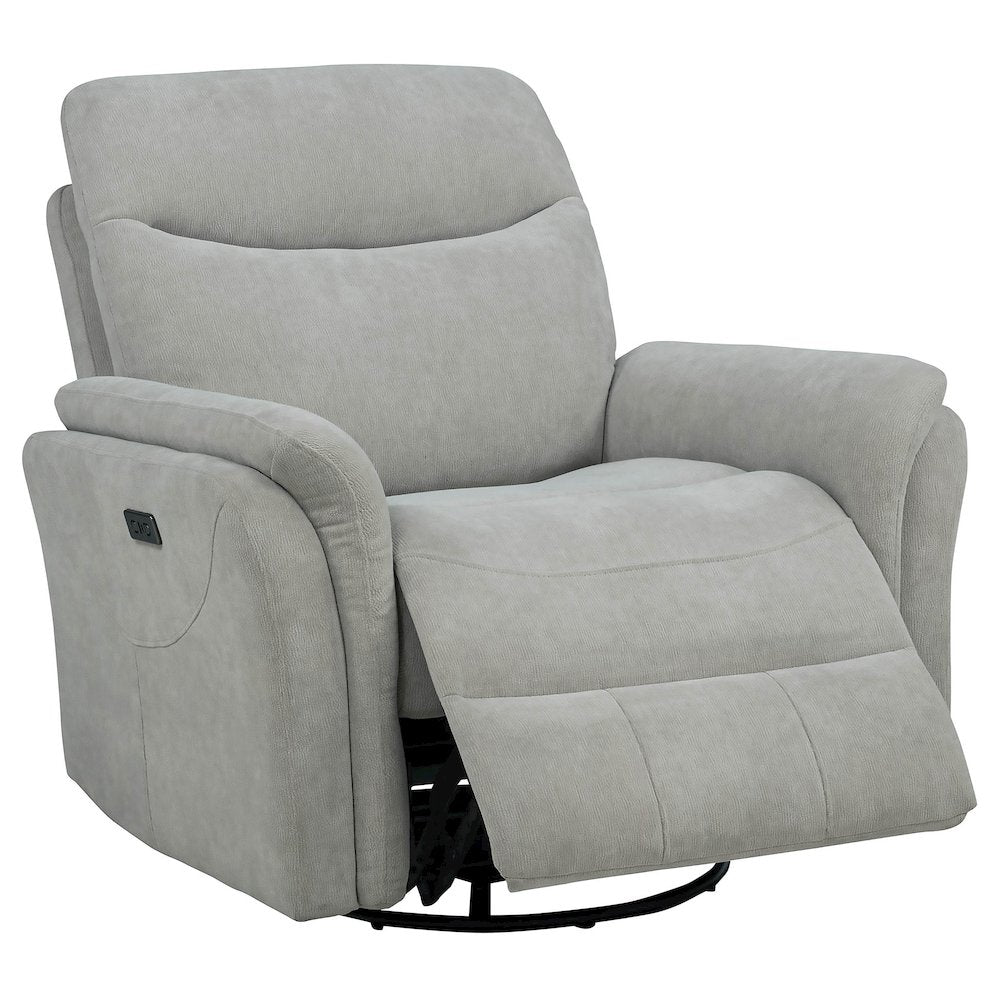 Adler Upholstered Power Swivel Glider Recliner Ivory