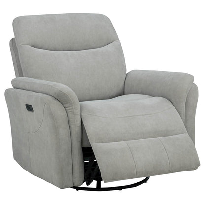 Adler Upholstered Power Swivel Glider Recliner Ivory